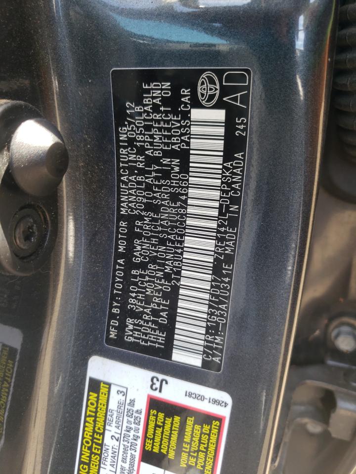 2T1BU4EE0CC874660 2012 Toyota Corolla Base