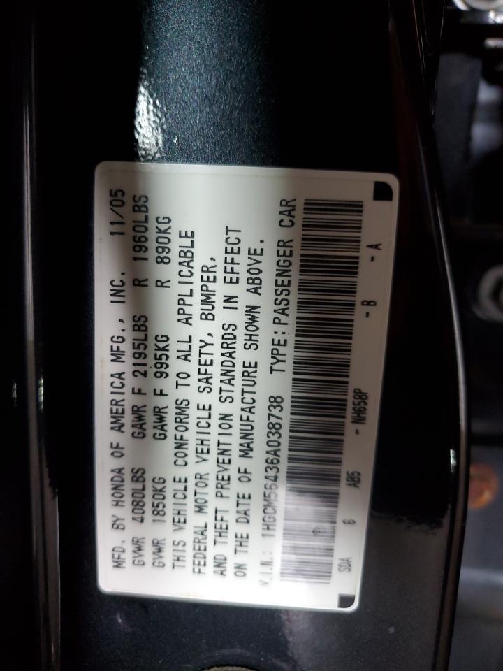 1HGCM56436A038738 2006 Honda Accord Lx