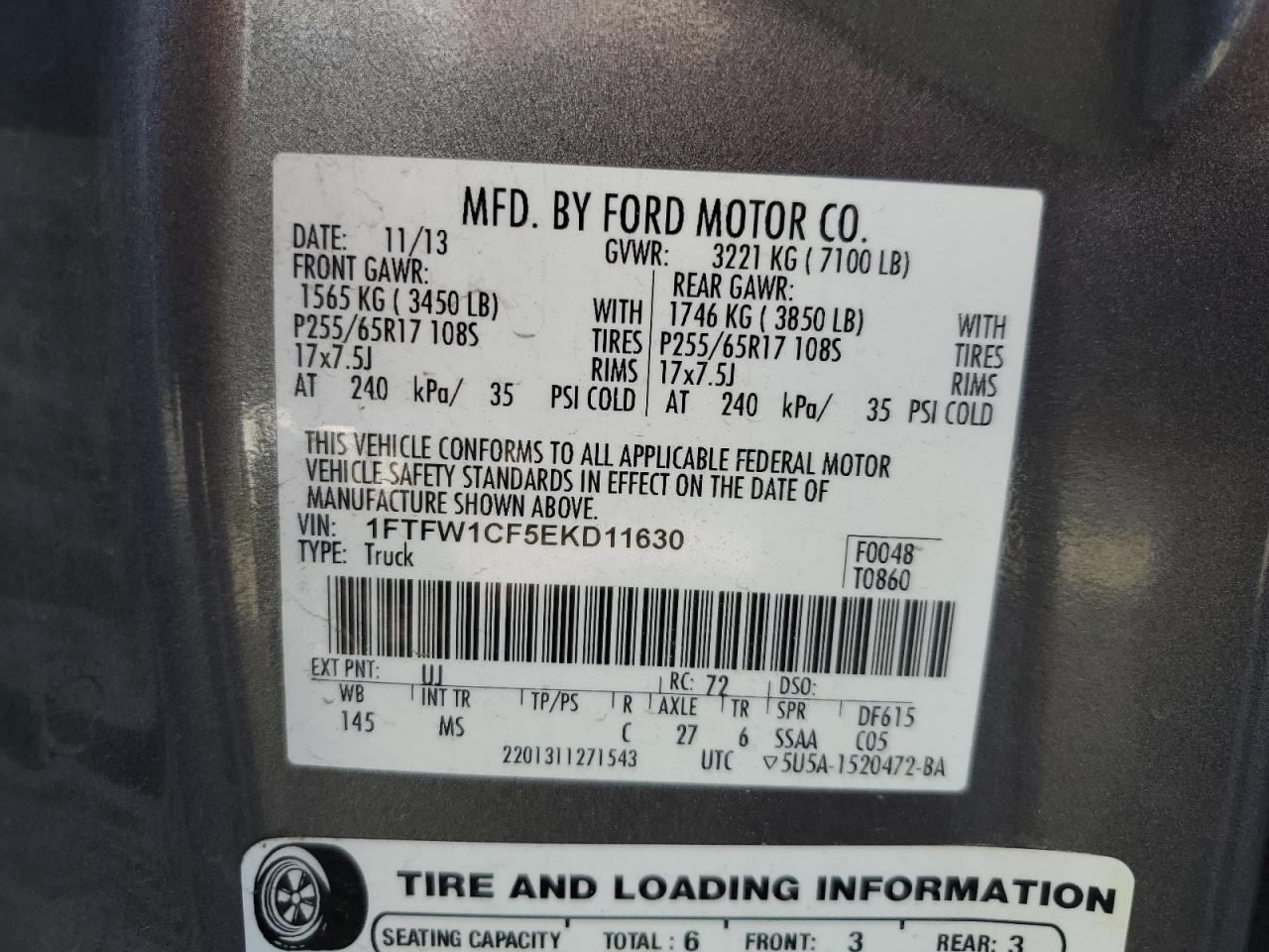 1FTFW1CF5EKD11630 2014 Ford F150 Supercrew