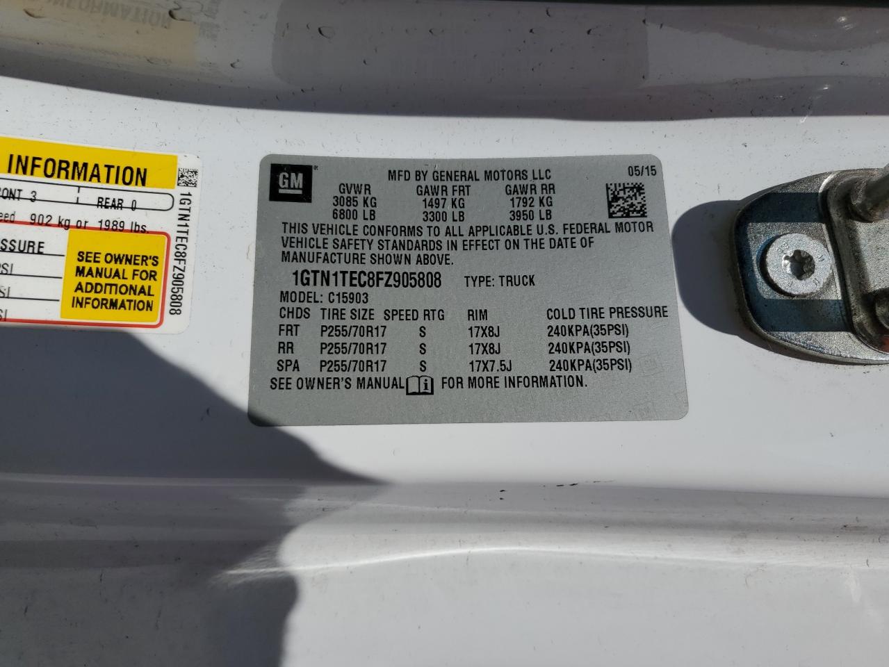 1GTN1TEC8FZ905808 2015 GMC Sierra C1500