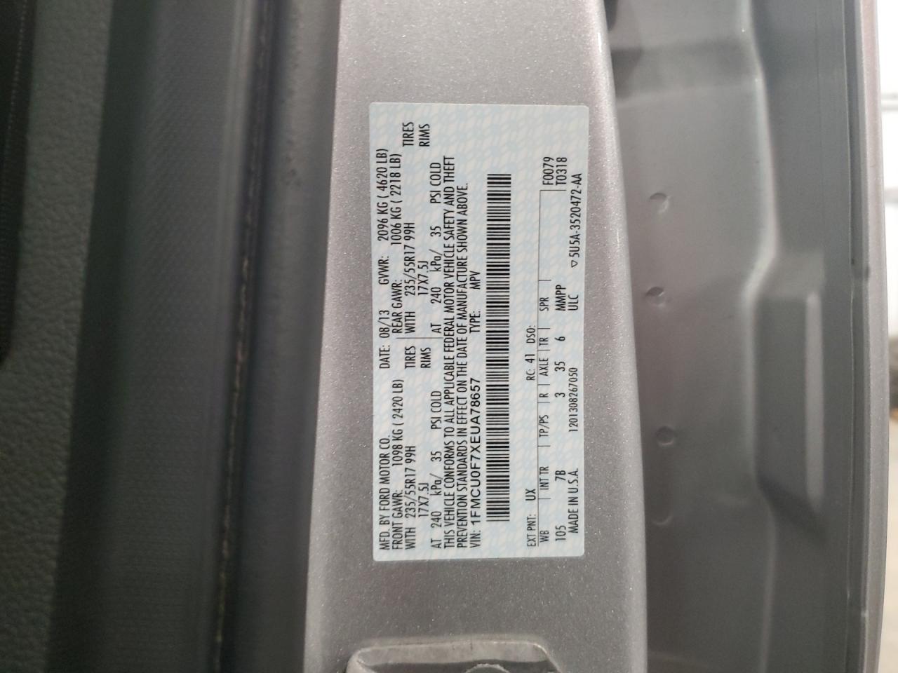 1FMCU0F7XEUA78657 2014 Ford Escape S