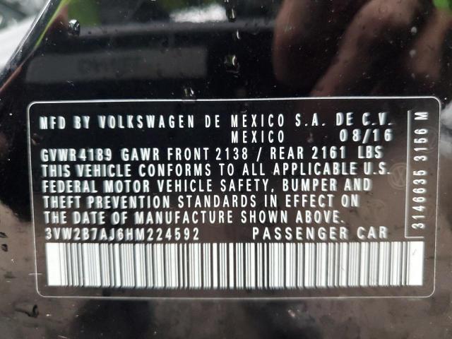 2017 Volkswagen Jetta S VIN: 3VW2B7AJ6HM224592 Lot: 54834534