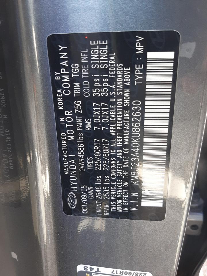 KM8J23A40KU862630 2019 Hyundai Tucson Se