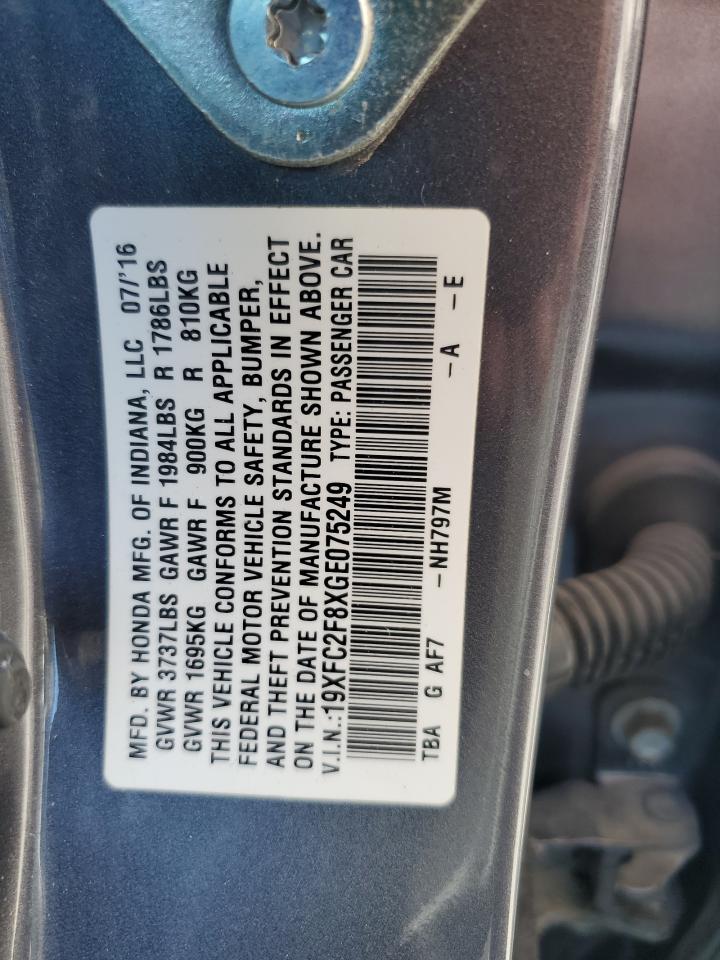 19XFC2F8XGE075249 2016 Honda Civic Ex