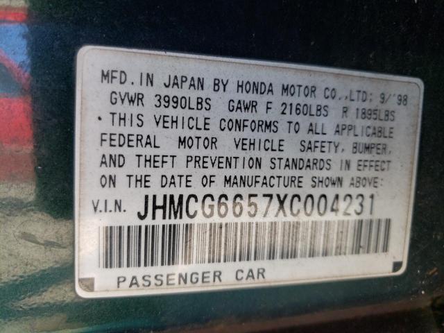 1999 Honda Accord Lx VIN: JHMCG6657XC004231 Lot: 54561044