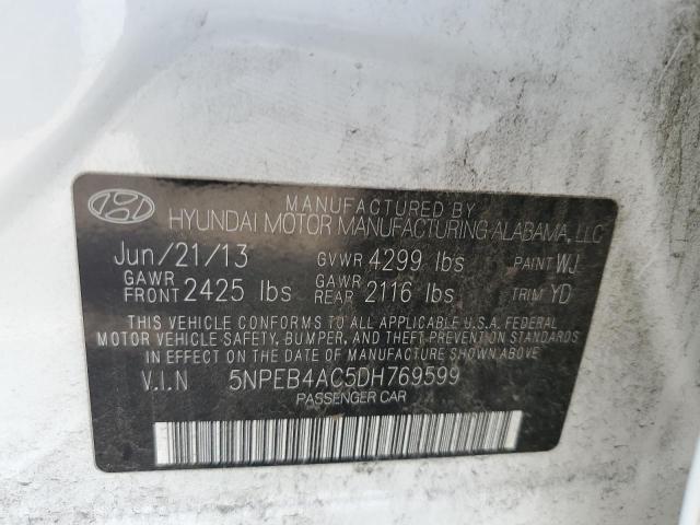 2013 Hyundai Sonata Gls VIN: 5NPEB4AC5DH769599 Lot: 54570894