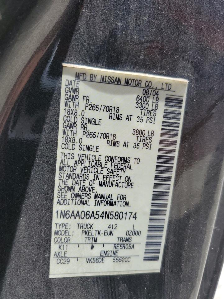 1N6AA06A54N580174 2004 Nissan Titan Xe