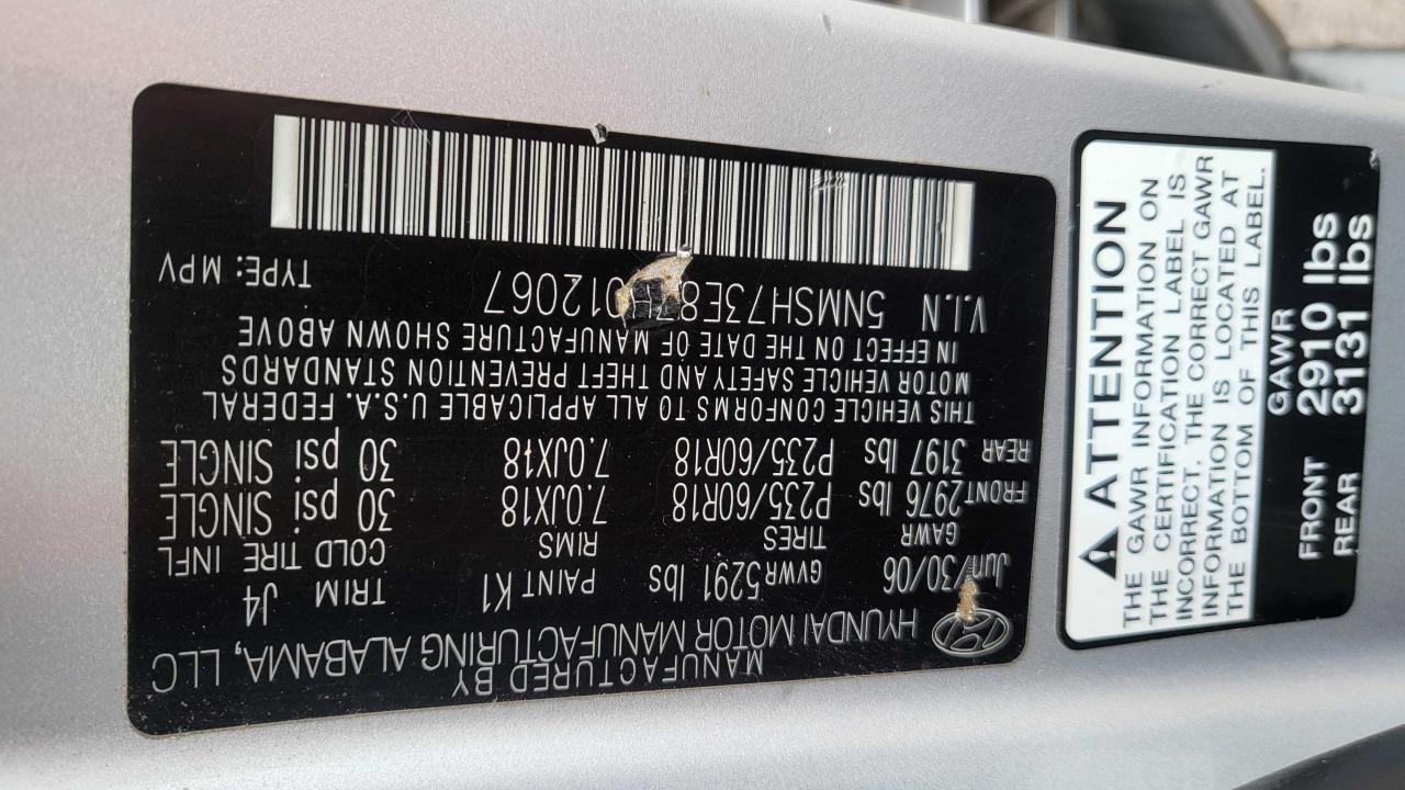 5NMSH73E87H012067 2007 Hyundai Santa Fe Se