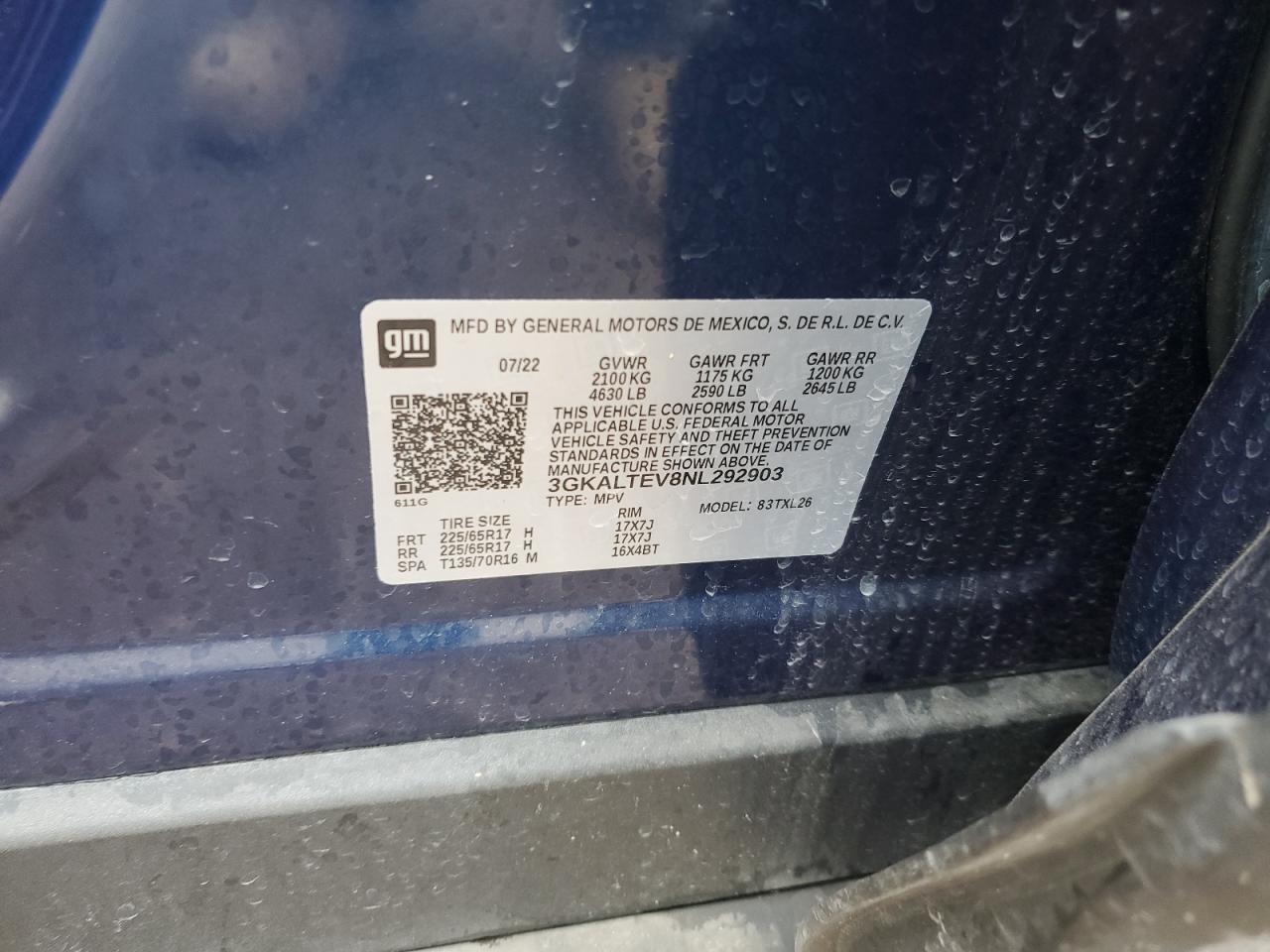 3GKALTEV8NL292903 2022 GMC Terrain Sle