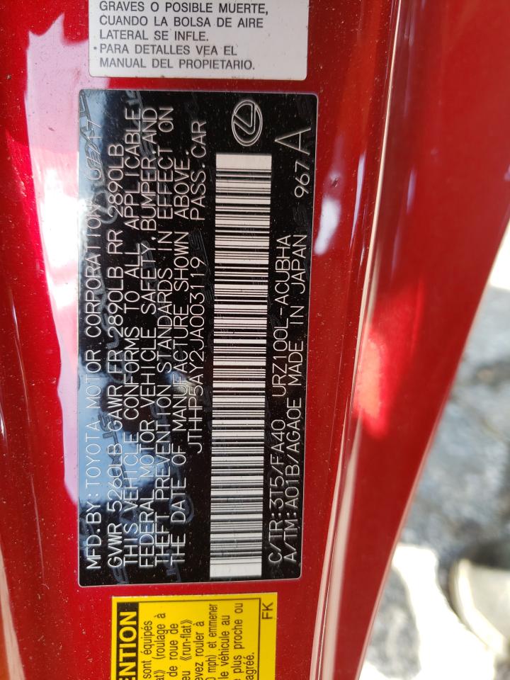 JTHHP5AY2JA003119 2018 Lexus Lc 500