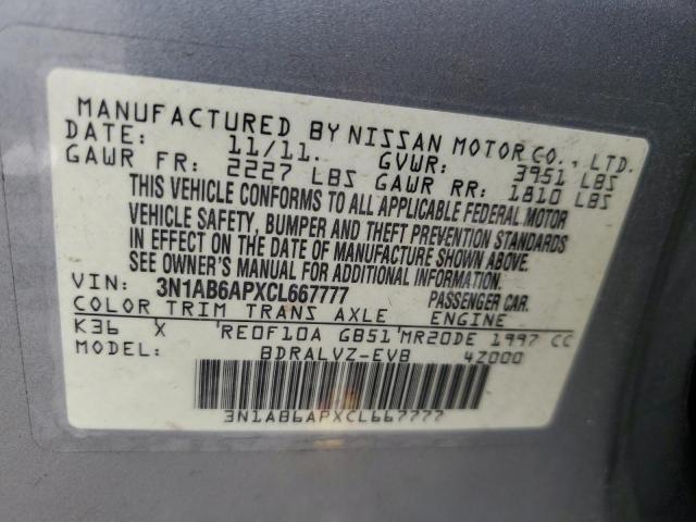 2012 Nissan Sentra 2.0 VIN: 3N1AB6APXCL667777 Lot: 54872564