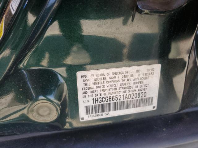 2001 Honda Accord Lx VIN: 1HGCG66521A020620 Lot: 55572904