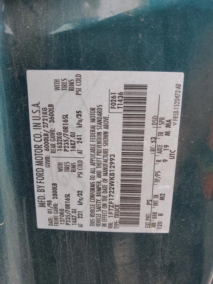 1FTZF1722WKB12993 1998 Ford F150