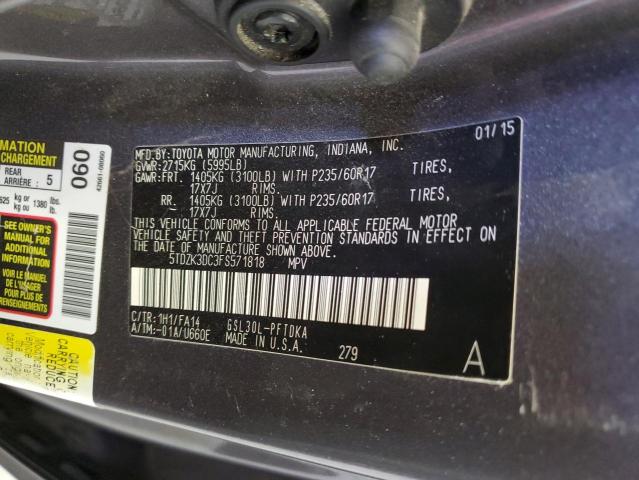 2015 Toyota Sienna VIN: 5TDZK3DC3FS571818 Lot: 57095114
