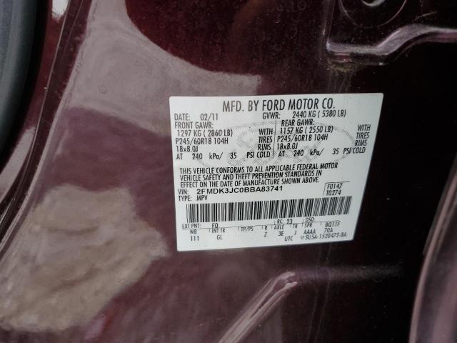 2011 Ford Edge Sel VIN: 2FMDK3JC0BBA83741 Lot: 53028284