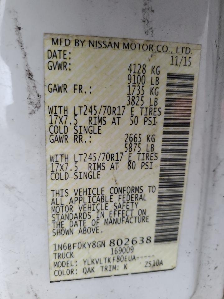 1N6BF0KY8GN802638 2016 Nissan Nv 1500 S