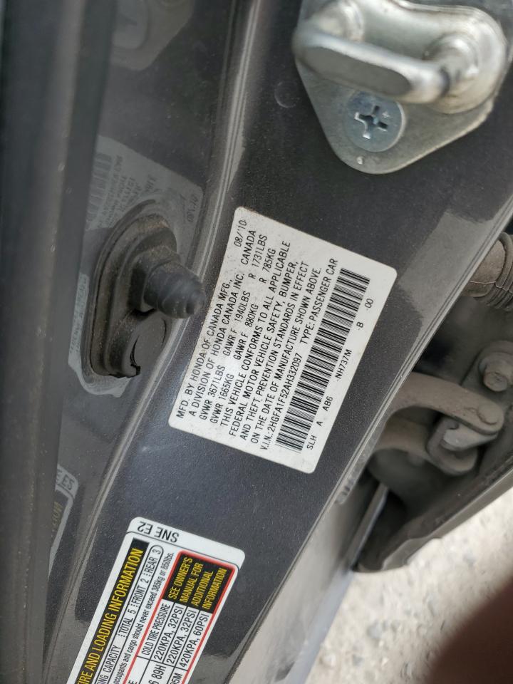 2HGFA1F52AH332097 2010 Honda Civic Lx