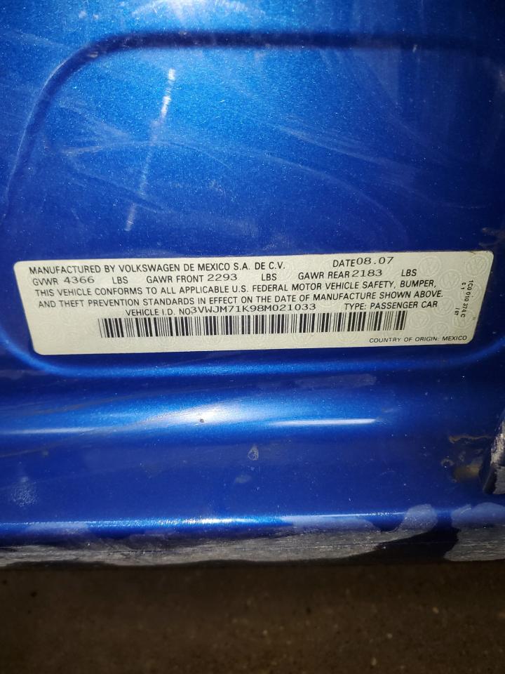 3VWJM71K98M021033 2008 Volkswagen Jetta S