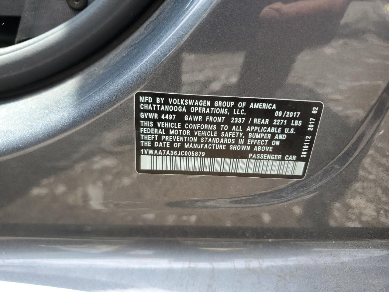 1VWAA7A36JC005879 2018 Volkswagen Passat S