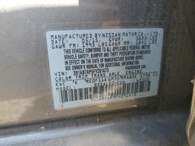 2015 Nissan Sentra S VIN: 3N1AB7AP9FY291473 Lot: 56372274