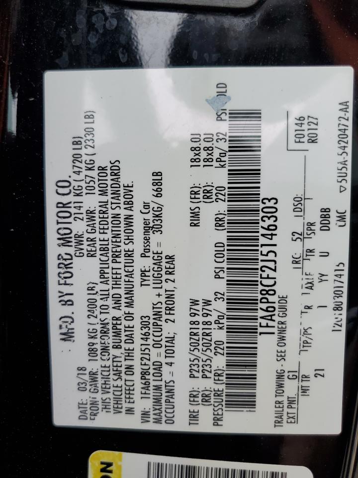 1FA6P8CF2J5146303 2018 Ford Mustang Gt