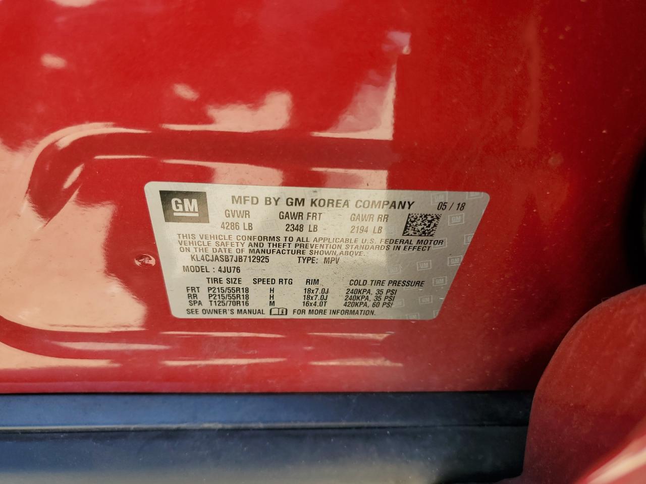 KL4CJASB7JB712925 2018 Buick Encore Preferred