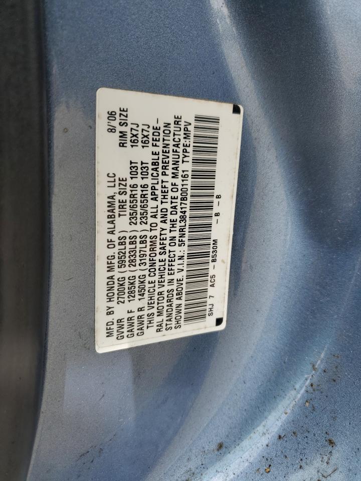 5FNRL38417B001161 2007 Honda Odyssey Ex