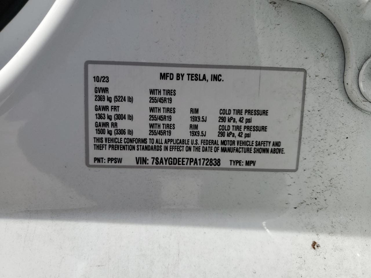 7SAYGDEE7PA172838 2023 Tesla Model Y