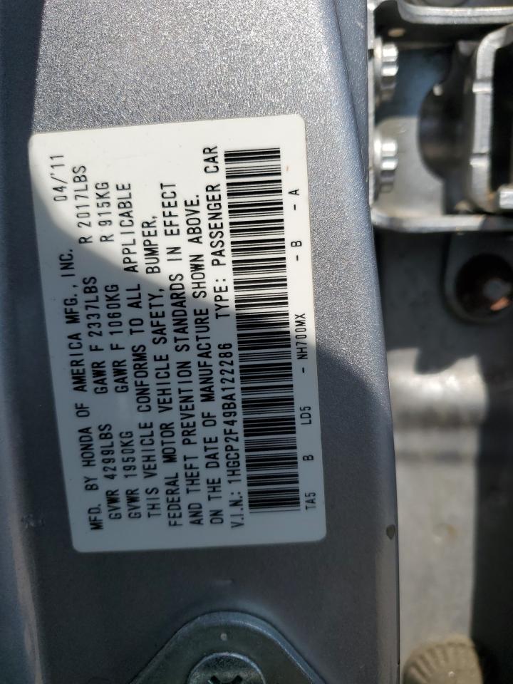 1HGCP2F49BA122286 2011 Honda Accord Lxp