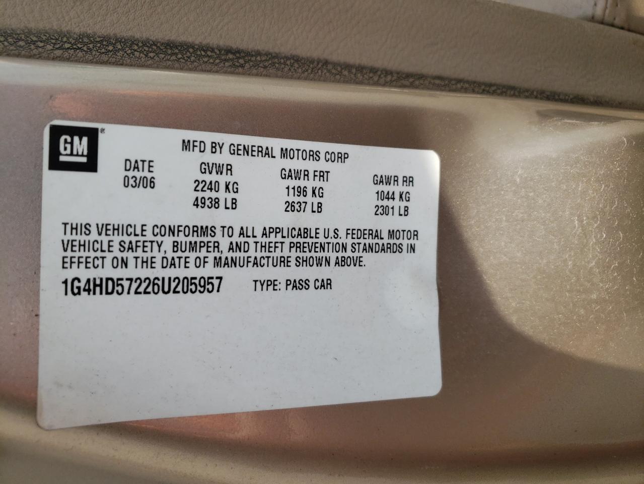 1G4HD57226U205957 2006 Buick Lucerne Cxl