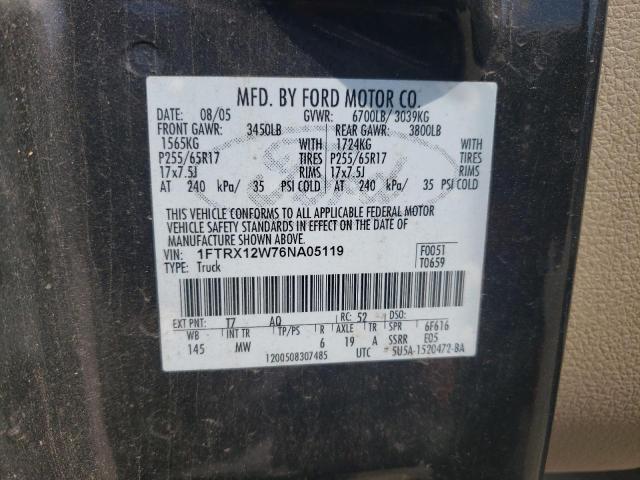 2006 Ford F150 VIN: 1FTRX12W76NA05119 Lot: 55448374