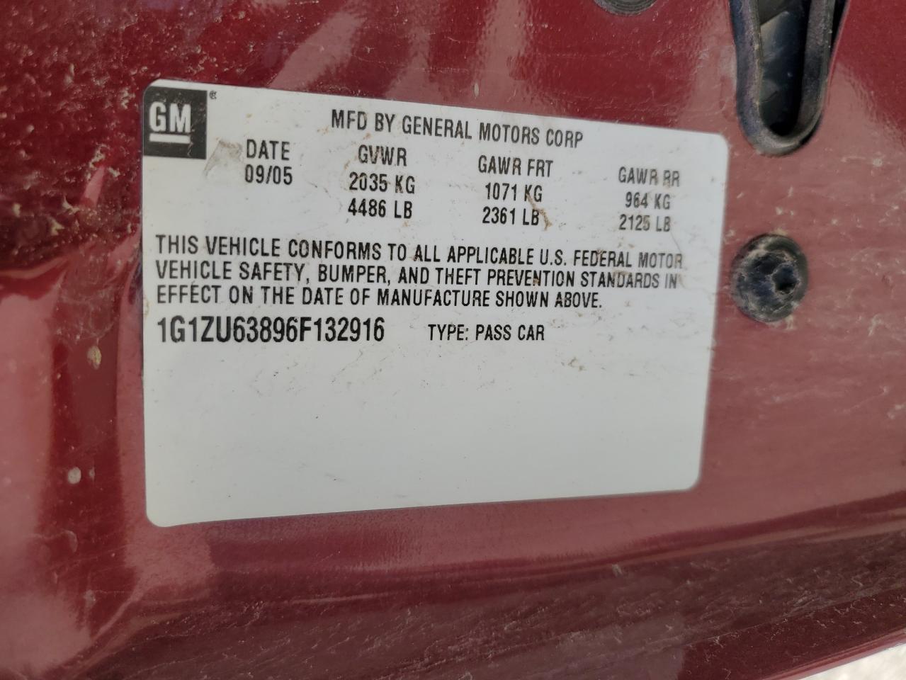 1G1ZU63896F132916 2006 Chevrolet Malibu Maxx Ltz