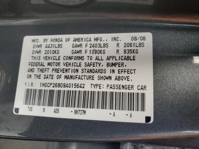 1HGCP26809A015642 2009 Honda Accord Exl