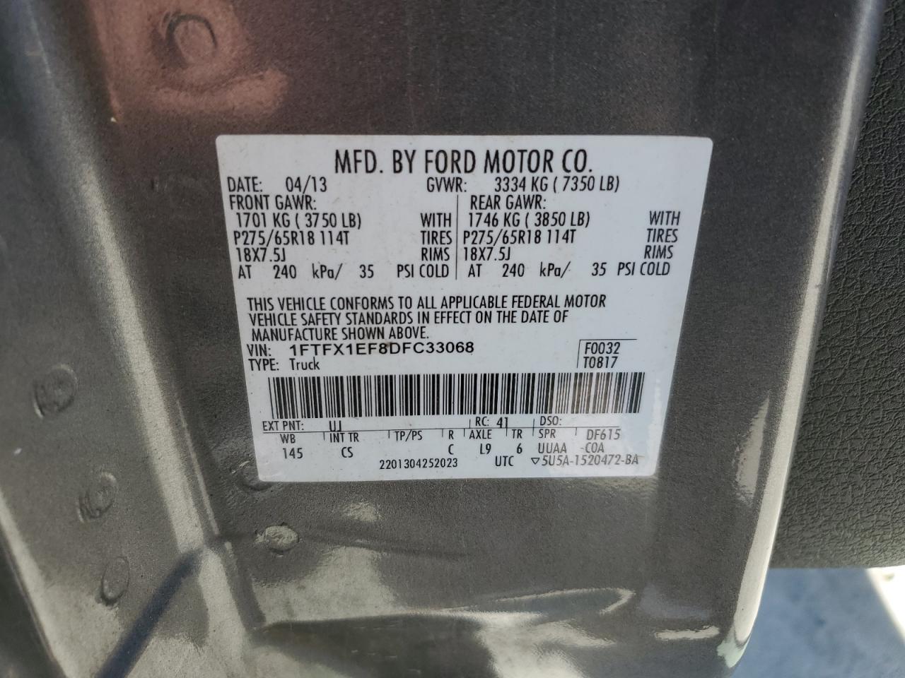 1FTFX1EF8DFC33068 2013 Ford F150 Super Cab