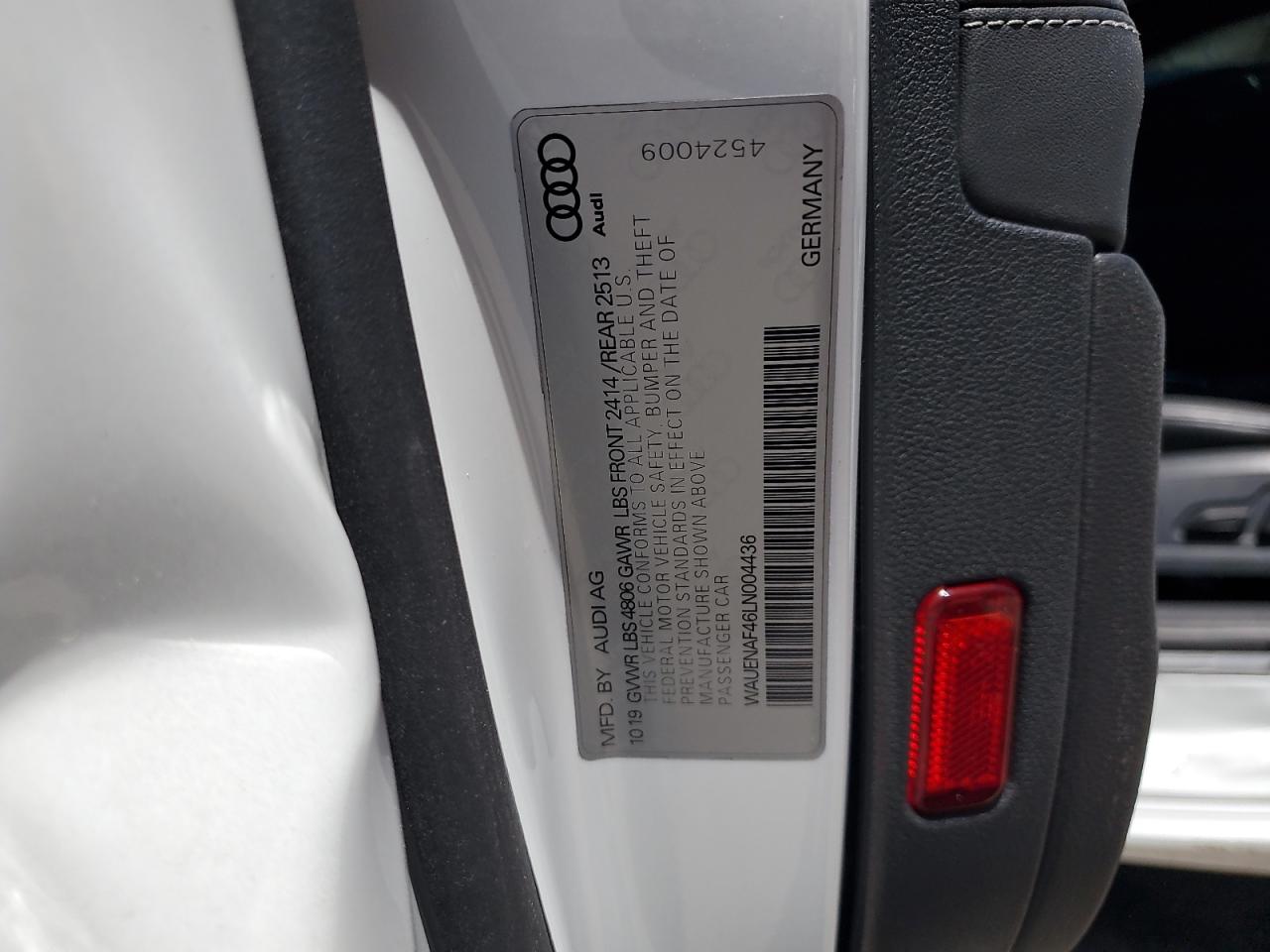 WAUENAF46LN004436 2020 Audi A4 Premium Plus