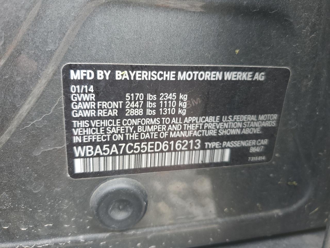 WBA5A7C55ED616213 2014 BMW 528 Xi