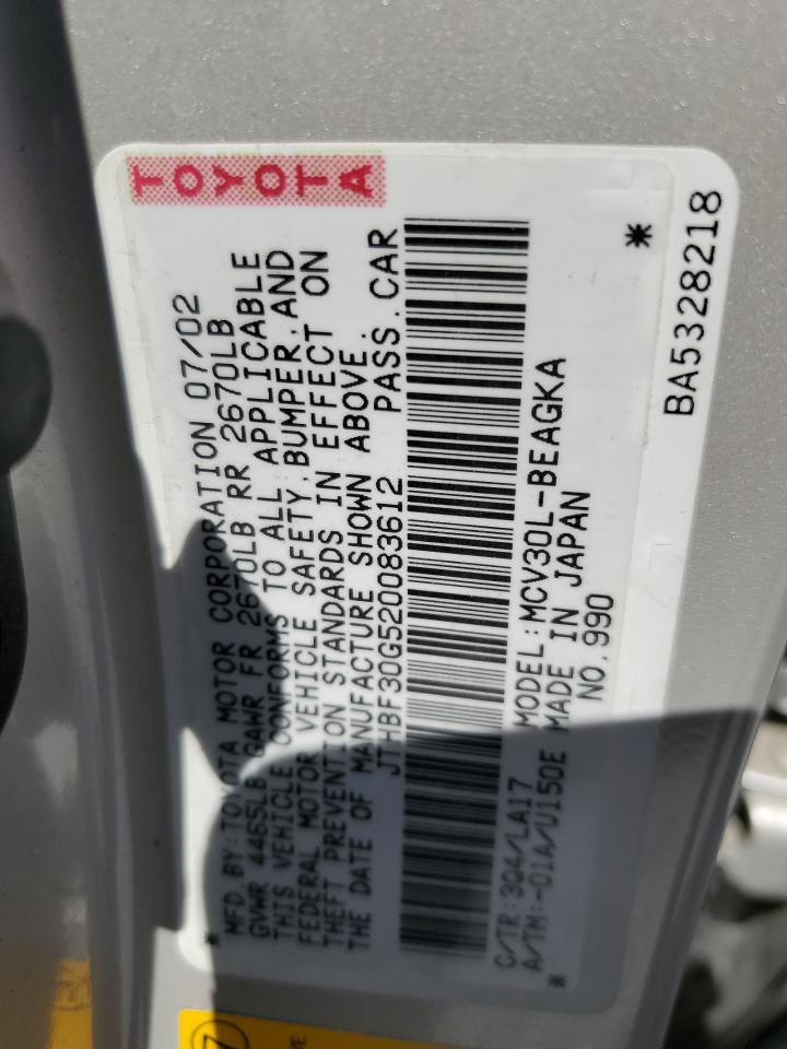 JTHBF30G520083612 2002 Lexus Es 300