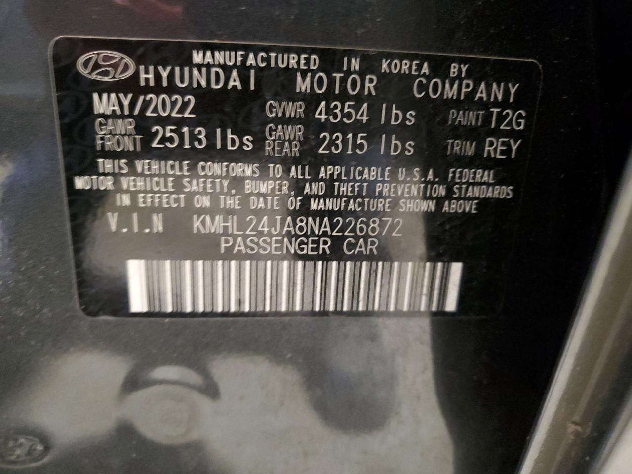 KMHL24JA8NA226872 2022 Hyundai Sonata Se
