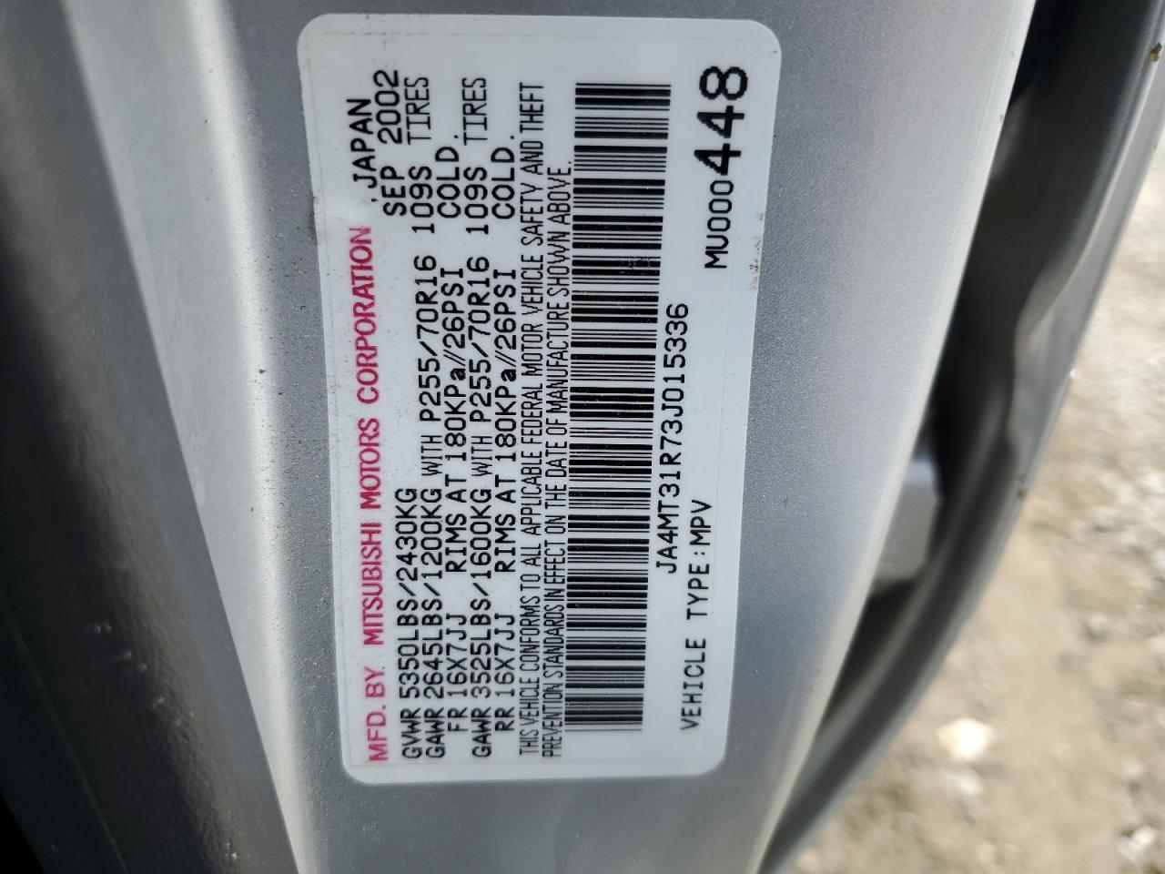 JA4MT31R73J015336 2003 Mitsubishi Montero Sport Xls