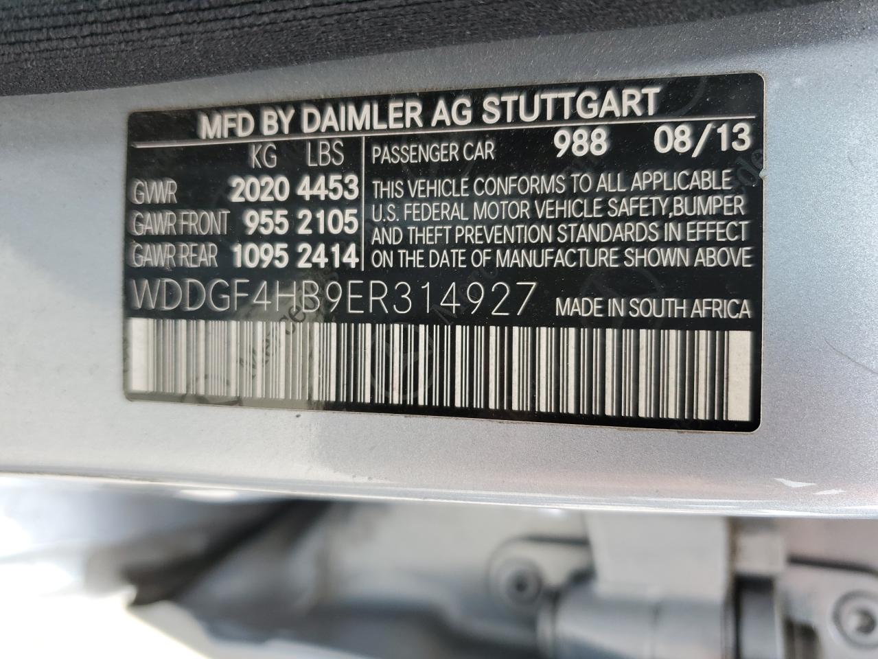 WDDGF4HB9ER314927 2014 Mercedes-Benz C 250