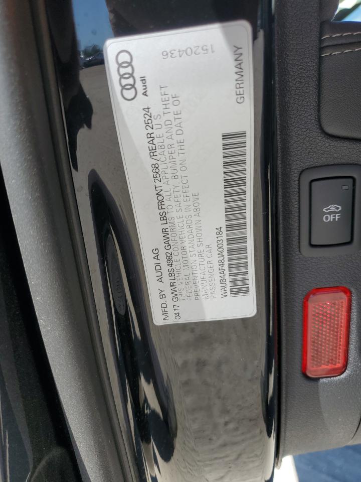 WAUB4AF48JA003184 2018 Audi S4 Premium Plus