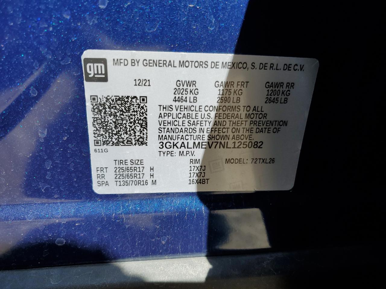 3GKALMEV7NL125082 2022 GMC Terrain Sle