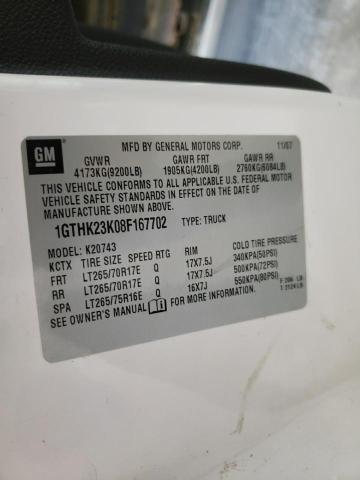 2008 GMC Sierra K2500 Heavy Duty VIN: 1GTHK23K08F167702 Lot: 56268574