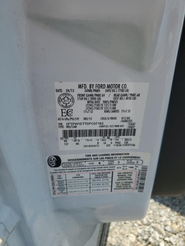 1FTFW1ET7DFC07182 2013 Ford F150 Supercrew