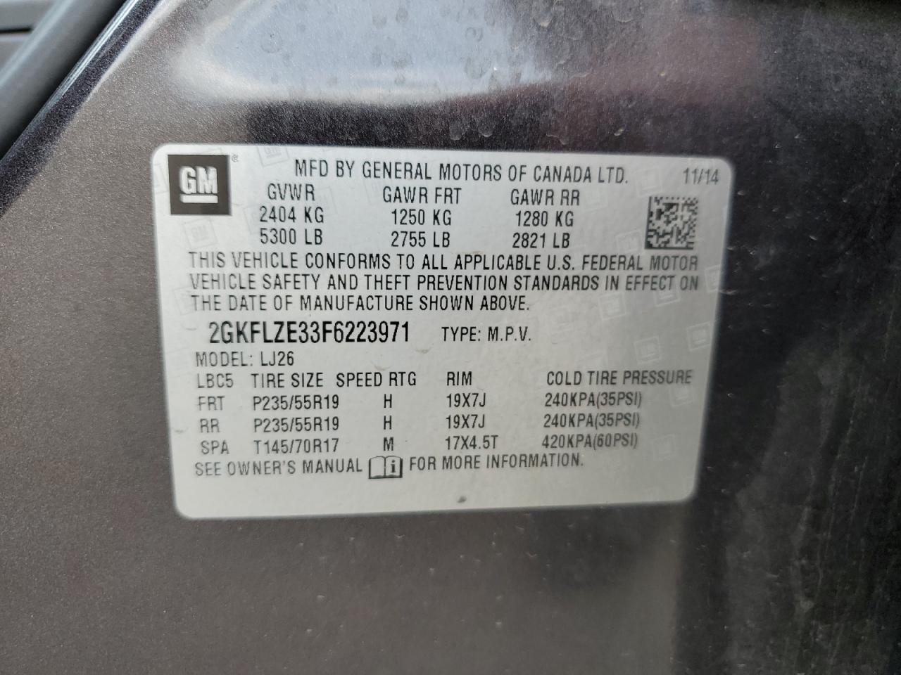 2GKFLZE33F6223971 2015 GMC Terrain Denali