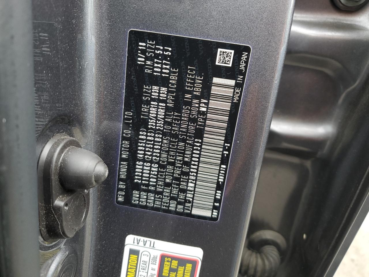 JHLRW2H58KX000343 2019 Honda Cr-V Ex