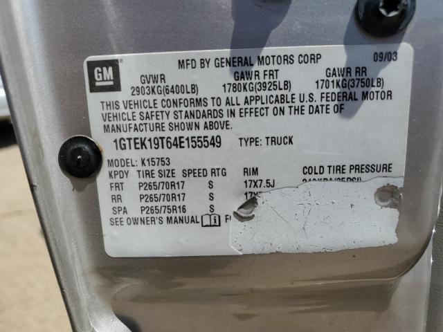 2004 GMC New Sierra K1500 VIN: 1GTEK19T64E155549 Lot: 57341914