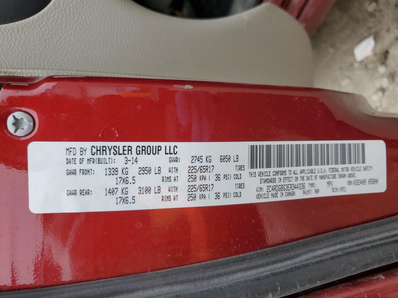 2C4RDGBG3ER344336 2014 Dodge Grand Caravan Se