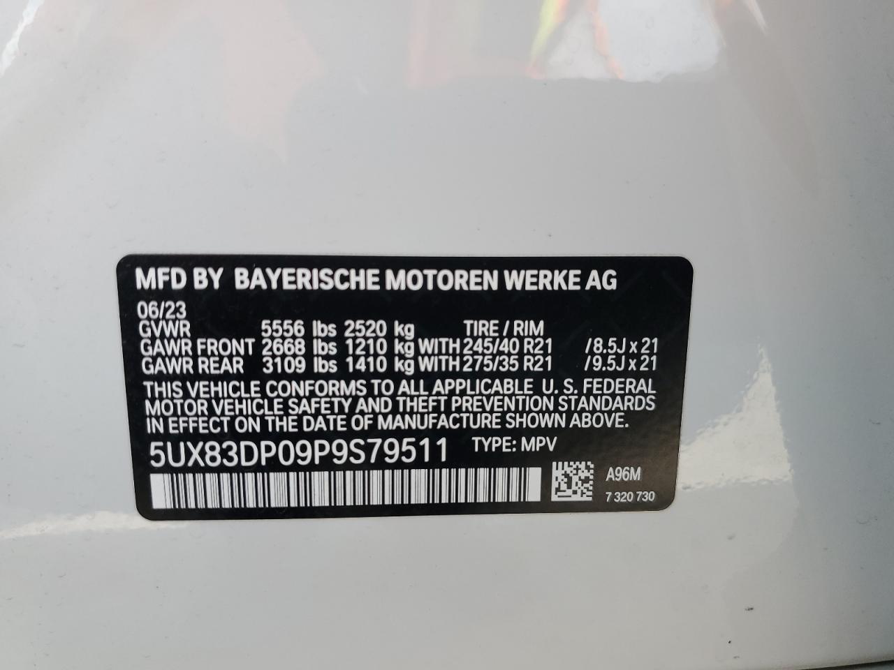 5UX83DP09P9S79511 2023 BMW X3 M40I