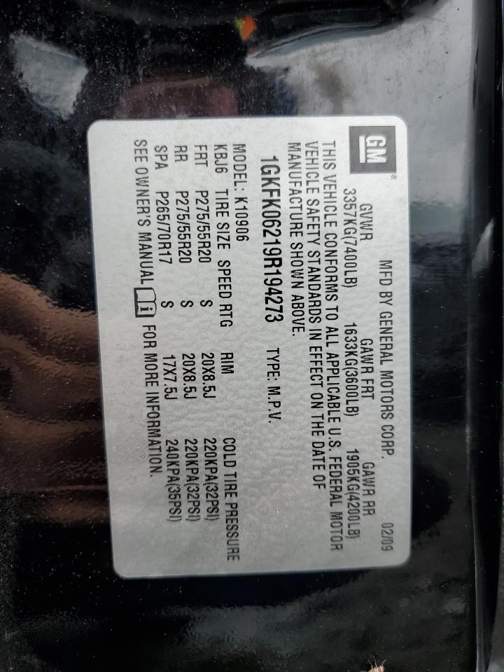 1GKFK06219R194273 2009 GMC Yukon Xl Denali